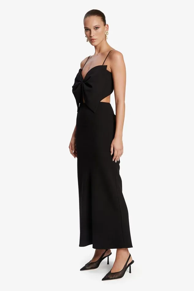 Women Party Dresses Bardot Paula Bow Maxi Dress In Black Black Women Party Dresses Bardot Paula Bow Maxi Dress In Black Black