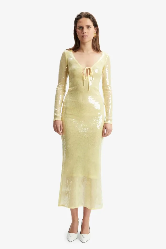 Women Party Dresses Bardot Verona Sequin Maxi Dress In Canary Yellow Canary Yellow