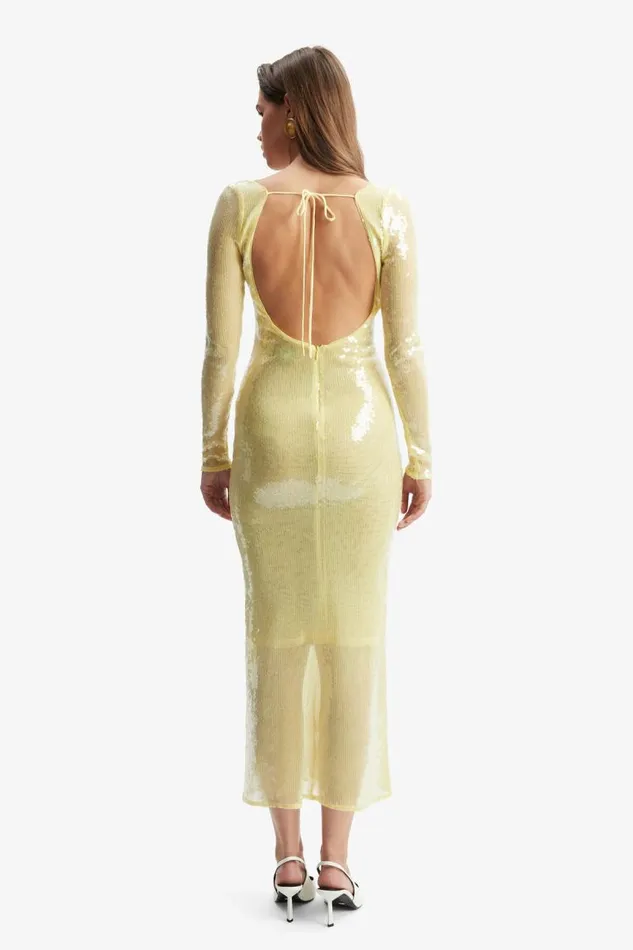 Women Party Dresses Bardot Verona Sequin Maxi Dress In Canary Yellow Canary Yellow