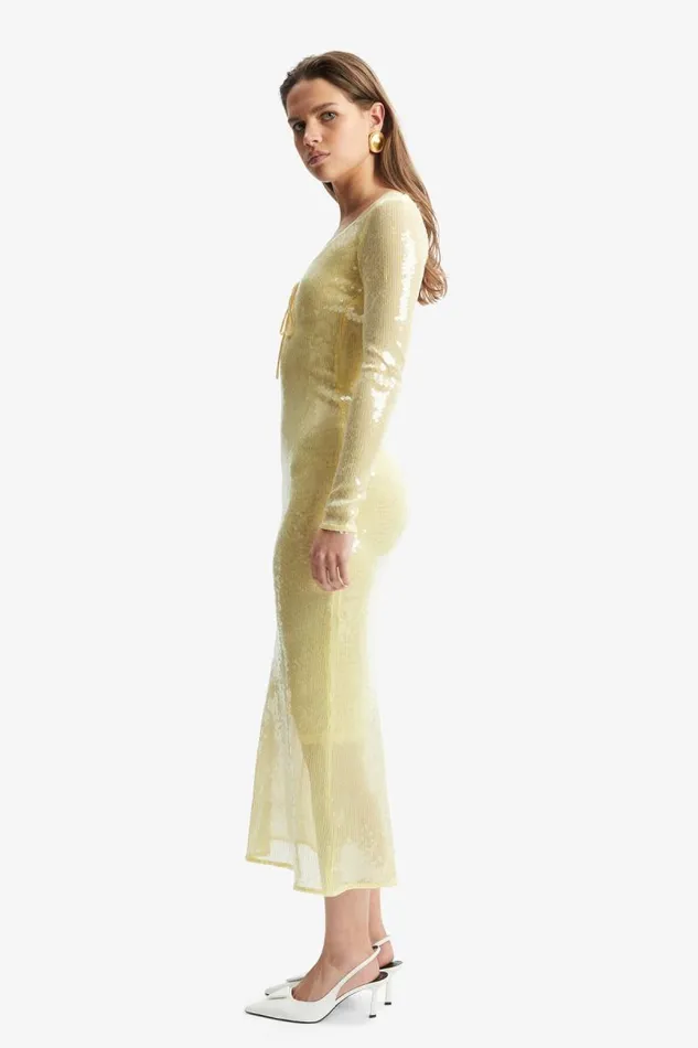 Women Party Dresses Bardot Verona Sequin Maxi Dress In Canary Yellow Canary Yellow