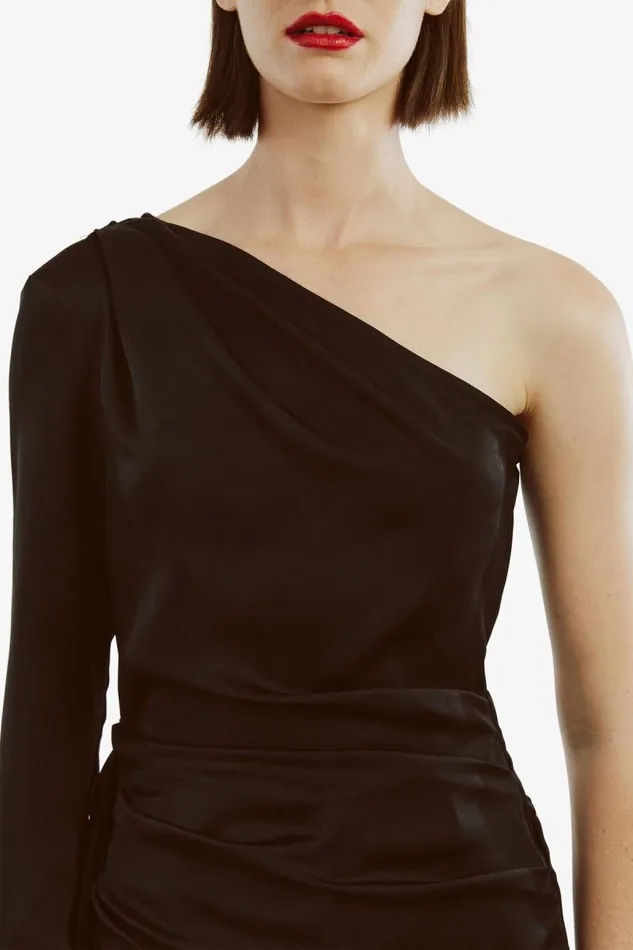 Women Party Tops Bardot Elisabetta One Sleeve Top In Black Black
