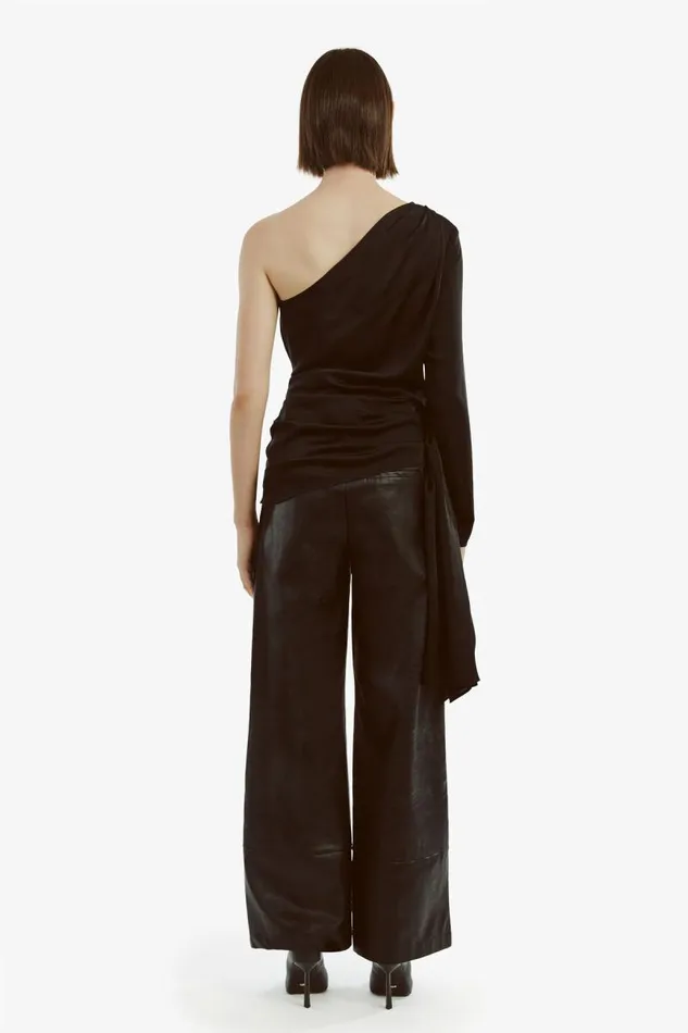 Women Party Tops Bardot Elisabetta One Sleeve Top In Black Black