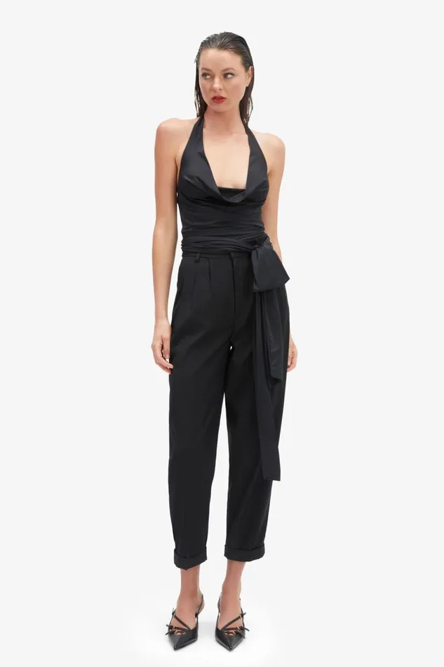 Women Party Tops Bardot Francine Cowl Neck Top In Black Black