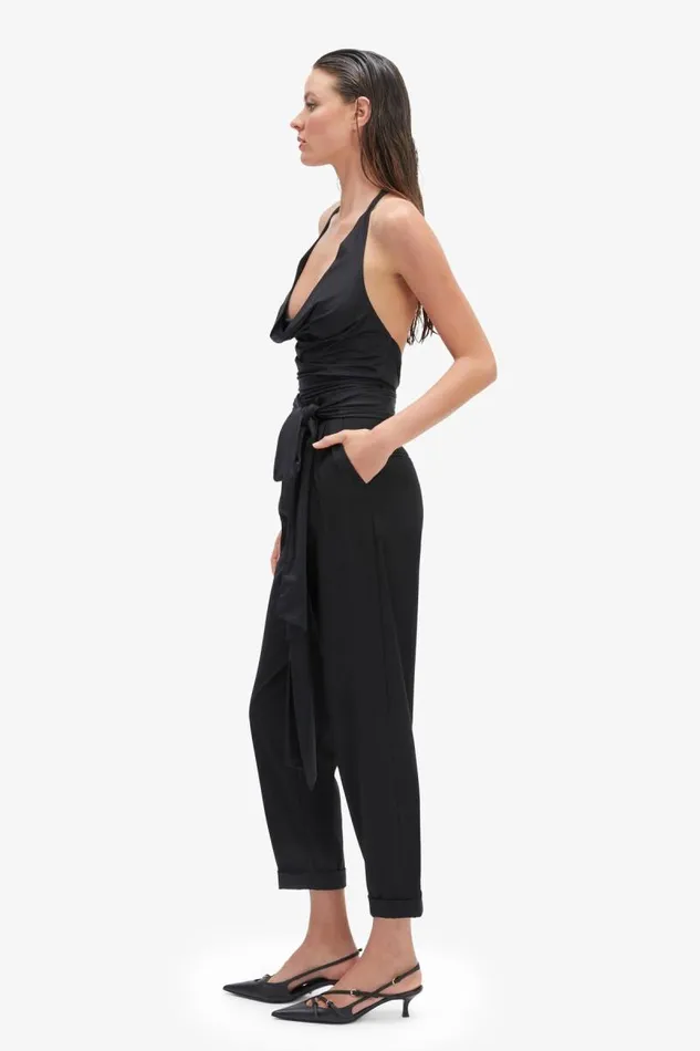 Women Party Tops Bardot Francine Cowl Neck Top In Black Black