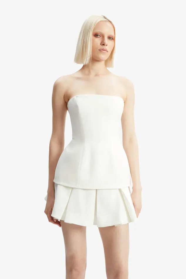 Women Party Tops Bardot Helenia Longline Strapless Top In Orchid White Orchid White