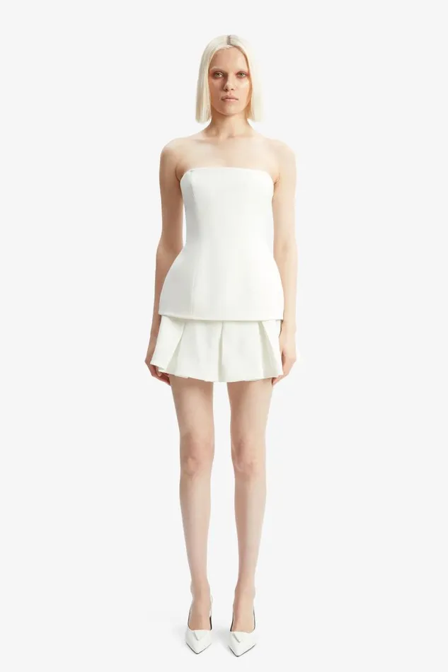 Women Party Tops Bardot Helenia Longline Strapless Top In Orchid White Orchid White