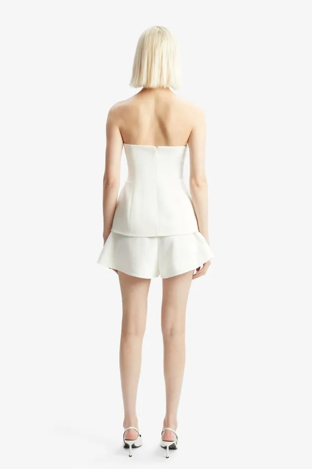 Women Party Tops Bardot Helenia Longline Strapless Top In Orchid White Orchid White