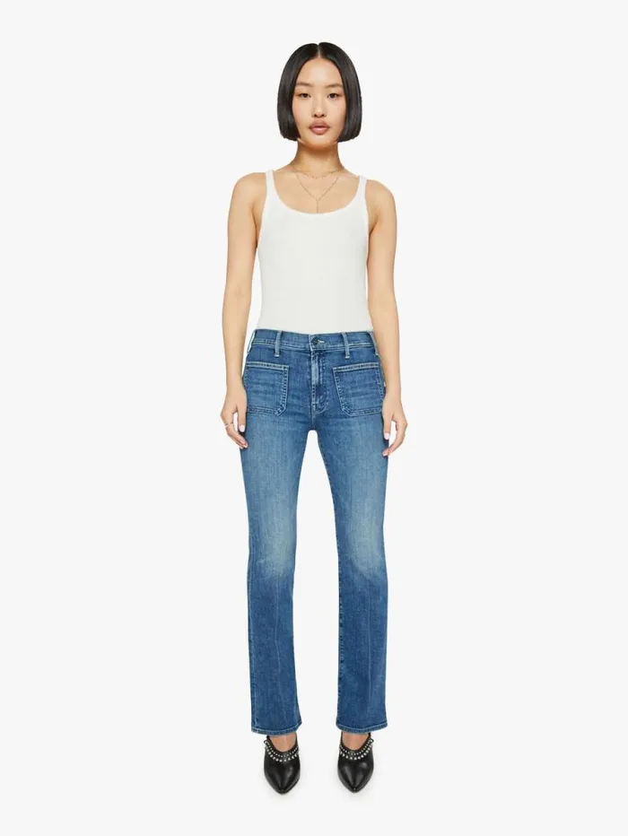 Women Petites Mother Denim PETITES The Lil039 Patch Pocket Insider Sneak Blue
