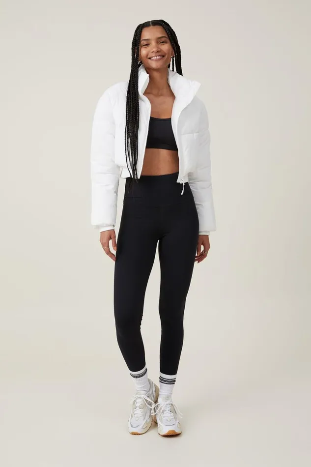 Women Puffers and Jackets Cotton On The Recycled Cropped Mother Puffer 20 White