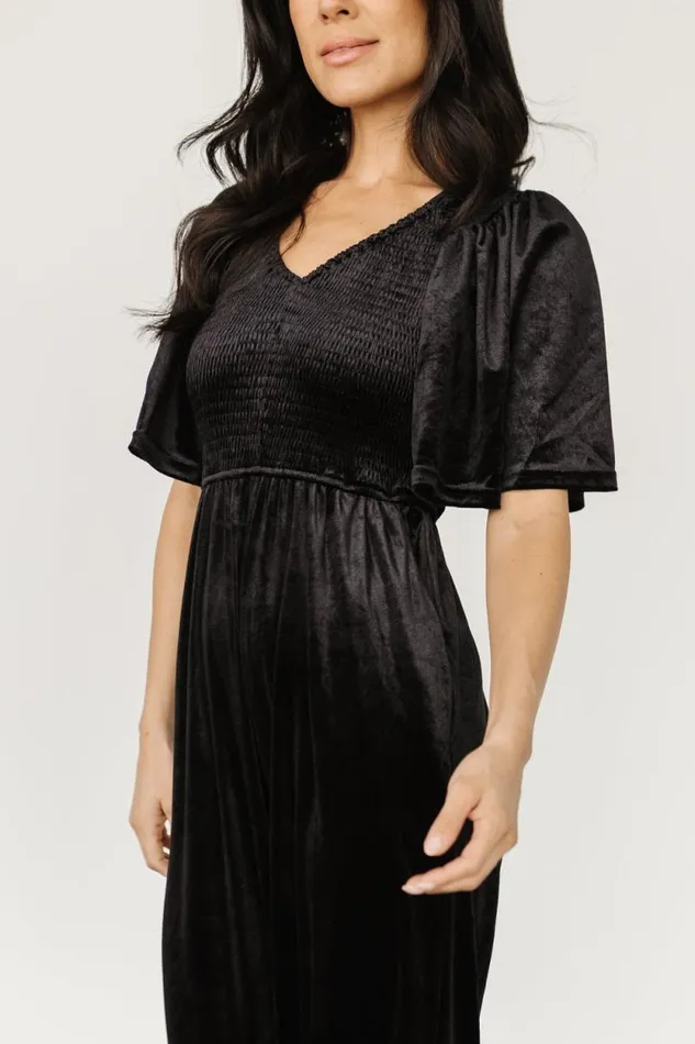 Women Regent Velvet Jumpsuit Black Baltic Born Jumpsuits and Rompers