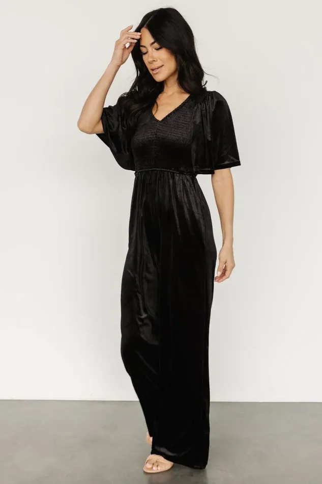Women Regent Velvet Jumpsuit Black Baltic Born Jumpsuits and Rompers