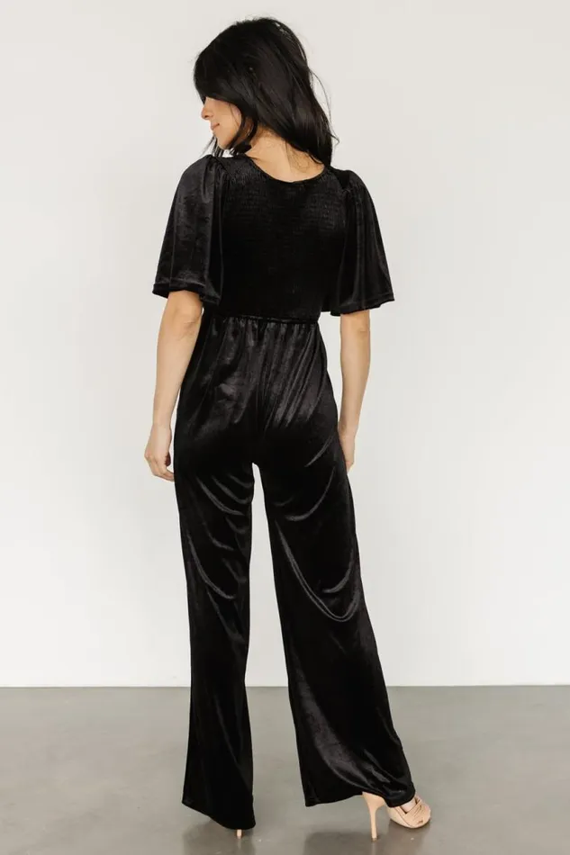 Women Regent Velvet Jumpsuit Black Baltic Born Jumpsuits and Rompers