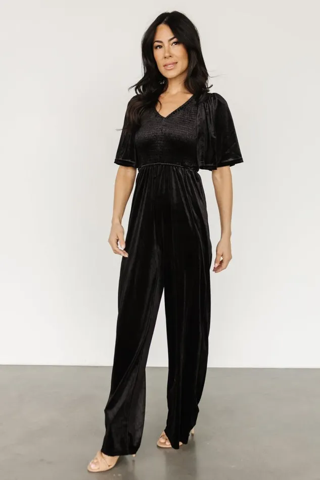 Women Regent Velvet Jumpsuit Black Baltic Born Jumpsuits and Rompers