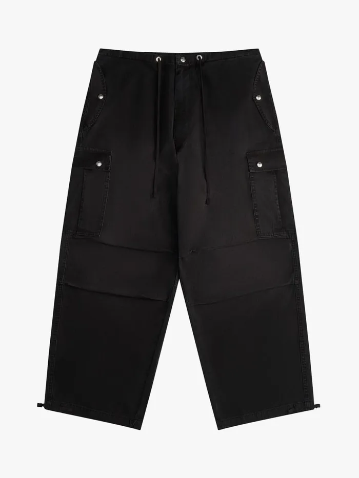 Women Rhude Bottoms WASHED PARACHUTE PANT Black