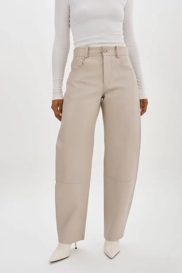 Women RIDA Horseshoe Leather Pants Oat LAMARQUE Pants and Shorts