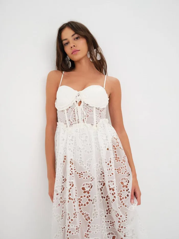 Women Romi Midi Dress White For Love and Lemons Dresses