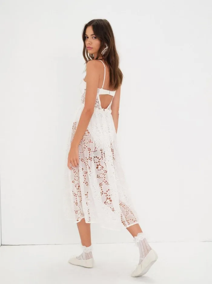 Women Romi Midi Dress White For Love and Lemons Dresses