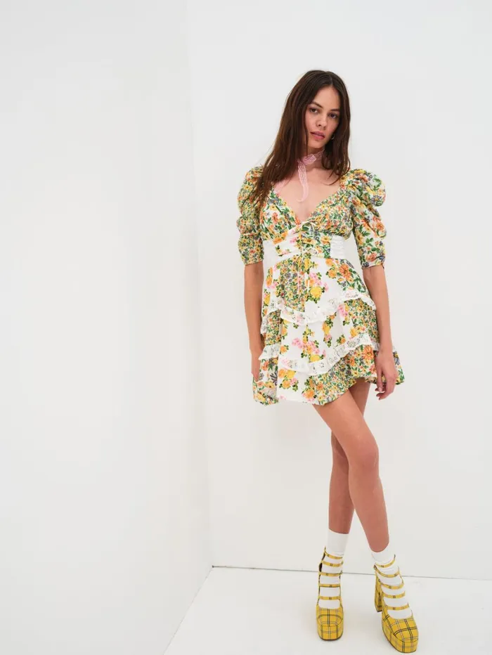 Women Rosalyn Mini Dress Green For Love and Lemons Dresses