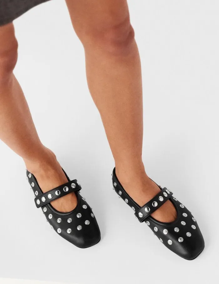Women Ryder PopperStudded Ballet Flats Pitch Black Stella McCartney Flats Women Ryder PopperStudded Ballet Flats Pitch Black Stella McCartney Flats