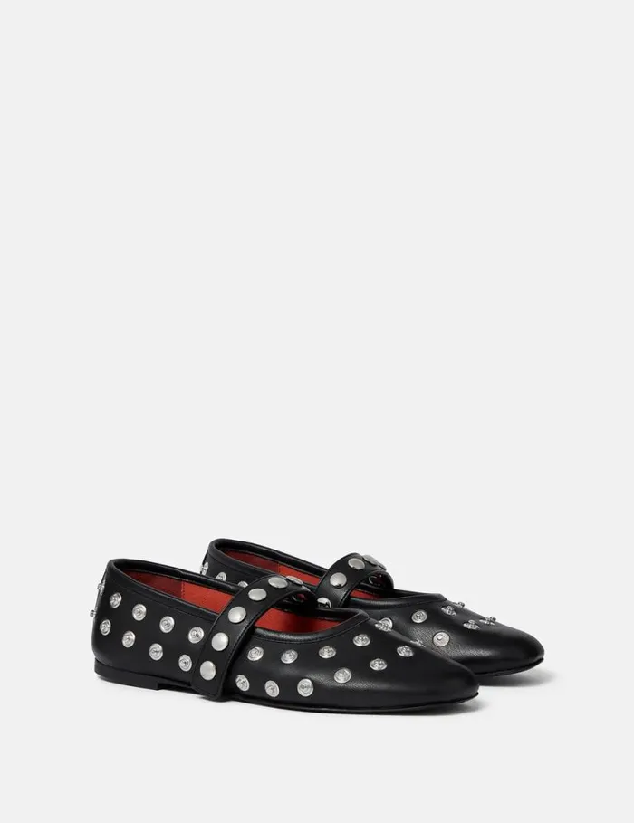 Women Ryder PopperStudded Ballet Flats Pitch Black Stella McCartney Flats Women Ryder PopperStudded Ballet Flats Pitch Black Stella McCartney Flats