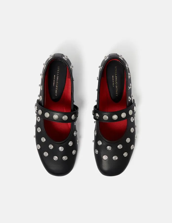 Women Ryder PopperStudded Ballet Flats Pitch Black Stella McCartney Flats Women Ryder PopperStudded Ballet Flats Pitch Black Stella McCartney Flats
