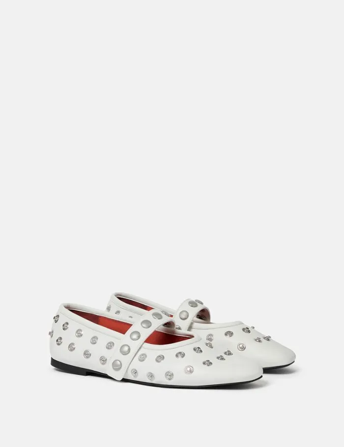 Women Ryder PopperStudded Ballet Flats Pure White Stella McCartney Flats Women Ryder PopperStudded Ballet Flats Pure White Stella McCartney Flats