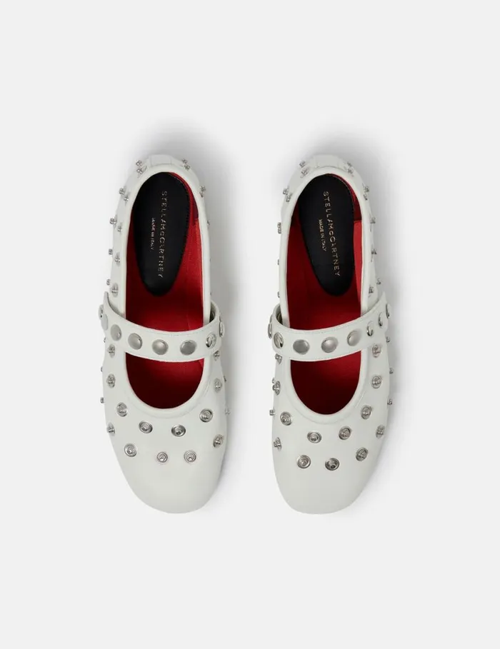 Women Ryder PopperStudded Ballet Flats Pure White Stella McCartney Flats Women Ryder PopperStudded Ballet Flats Pure White Stella McCartney Flats