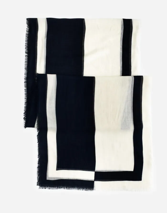 Women Scarves Madewell Skinny Wool Scarf Striped Geo Long True Black