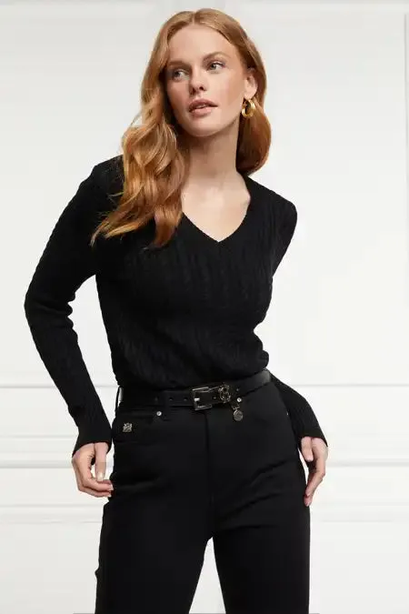 Women Seattle VNeck Knit Black Holland Cooper Knitwear Women Seattle VNeck Knit Black Holland Cooper Knitwear