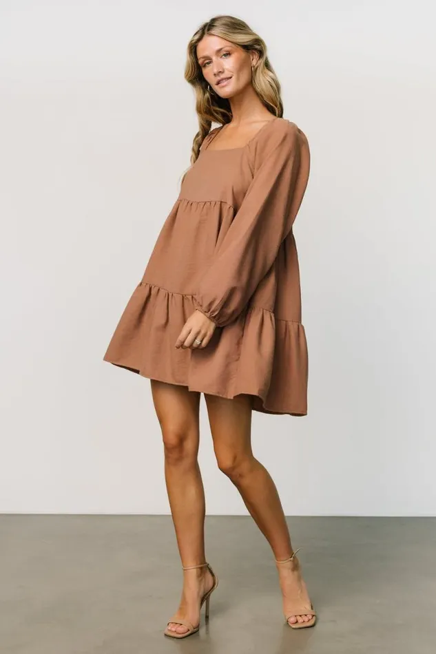 Women Selena Tiered Mini Dress Dusty Mauve Baltic Born Short Dresses Women Selena Tiered Mini Dress Dusty Mauve Baltic Born Short Dresses