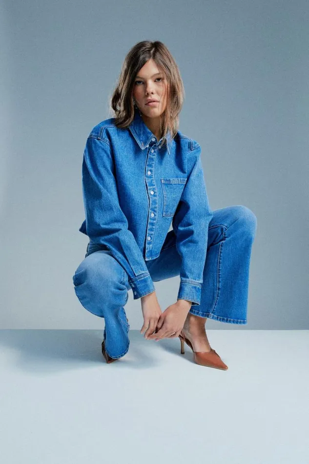 Women Shirts and Blouses Bardot Cairo Denim Shirt In Vintage Blue Vintage Blue