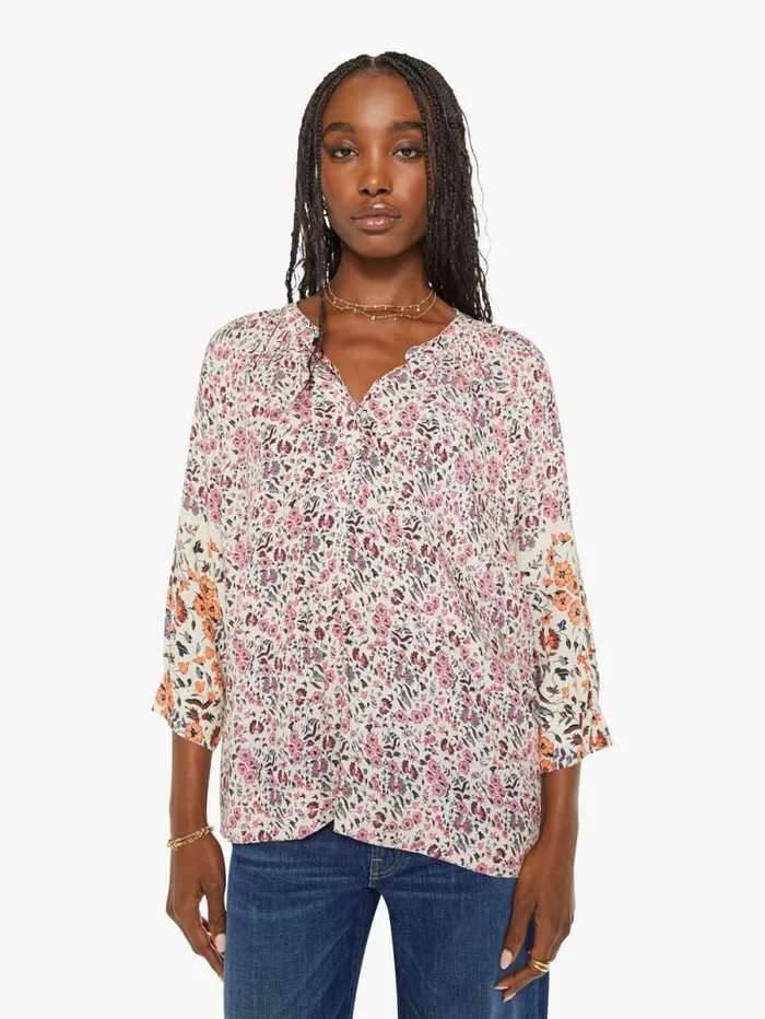 Women Shirts Mother Denim Remy Top Petite Fleur Print Rose