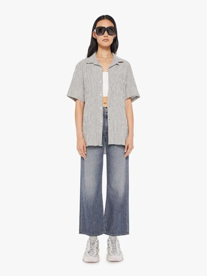 Women Shirts Mother Denim Silveira Shirt Black Stripe