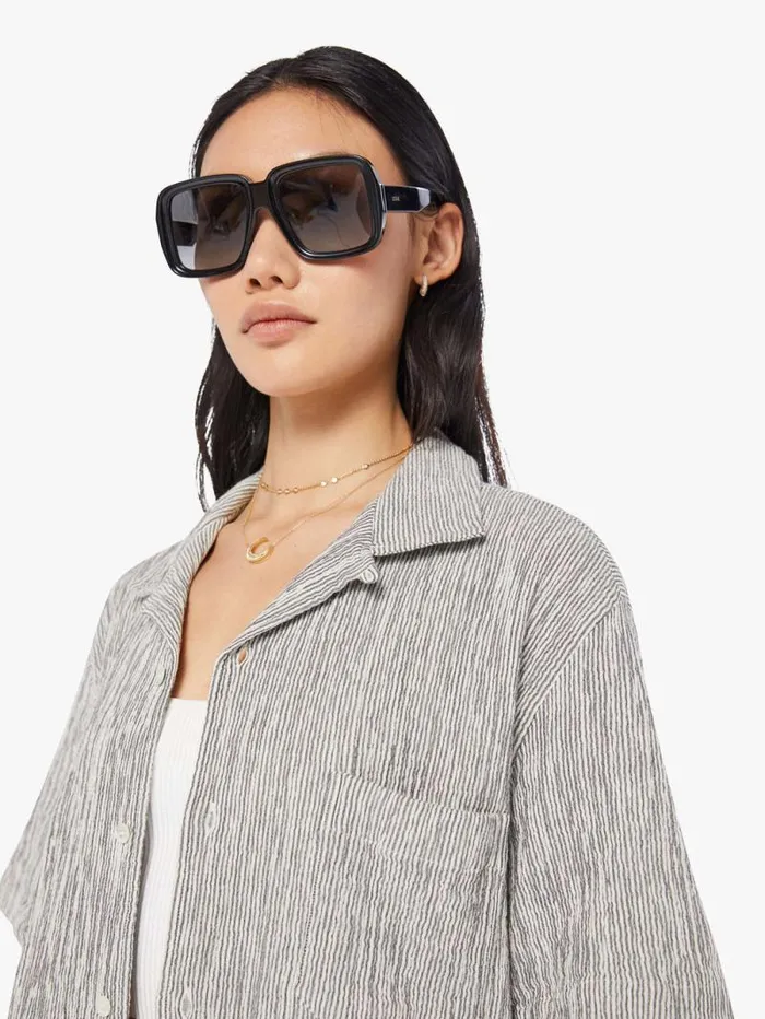 Women Shirts Mother Denim Silveira Shirt Black Stripe