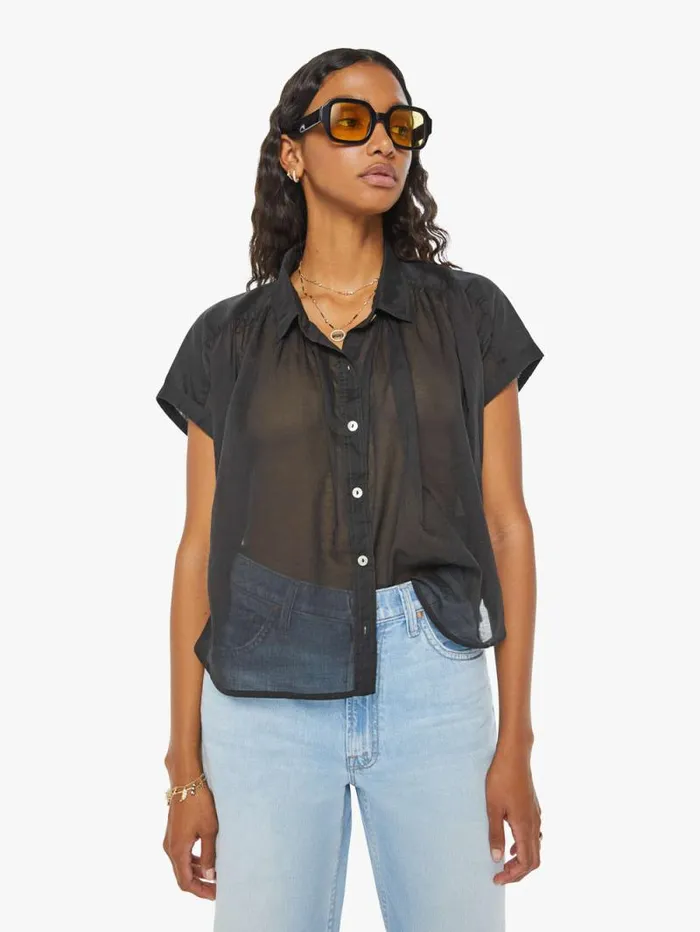 Women Shirts Mother Denim The Gather It Up Top Grey