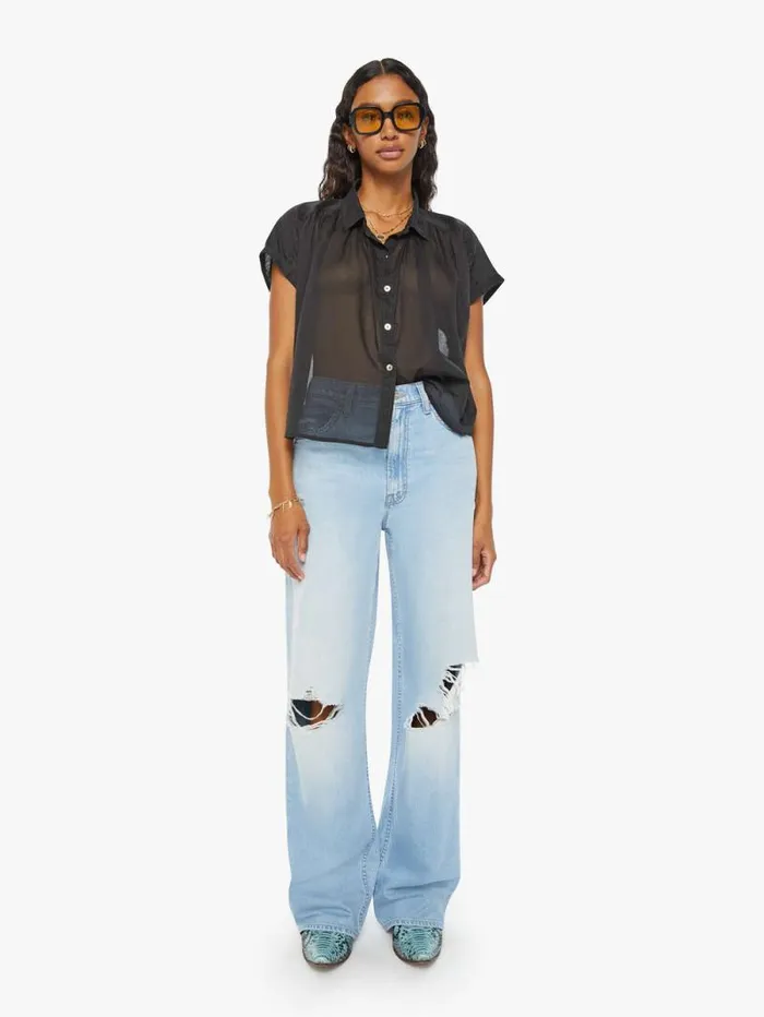 Women Shirts Mother Denim The Gather It Up Top Grey