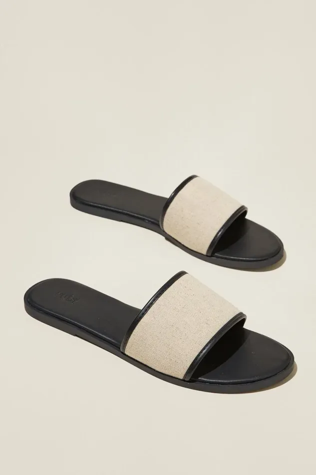 Women Shoes and Slippers Cotton On Sorrento Single Vamp Blackecru Canvas