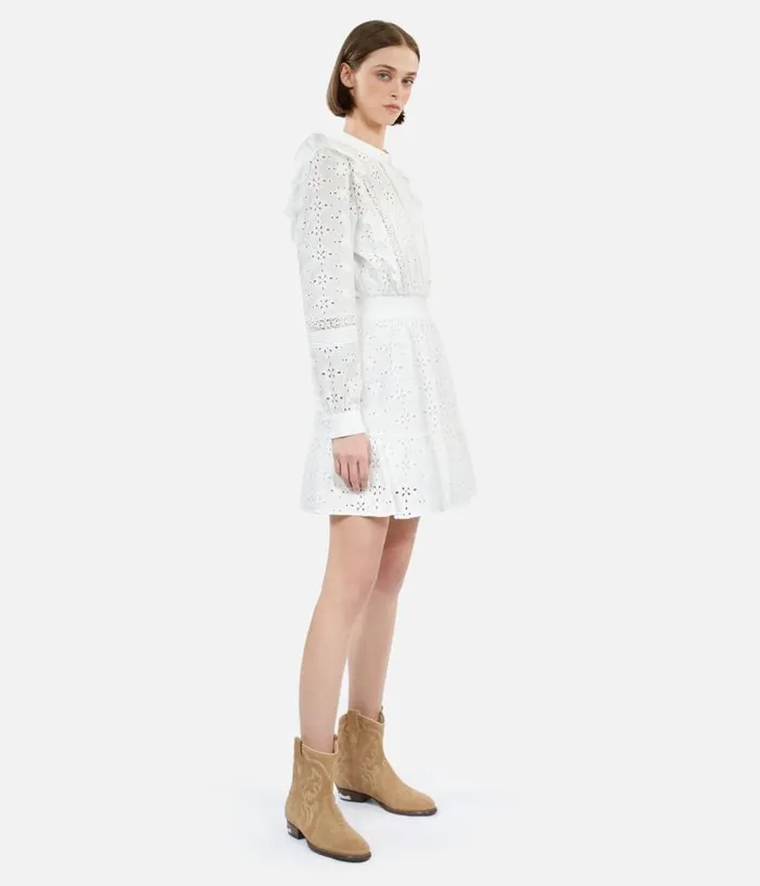 Women Short White Dress In English Embroidery THE KOOPLES Dresses and Jumpsuits