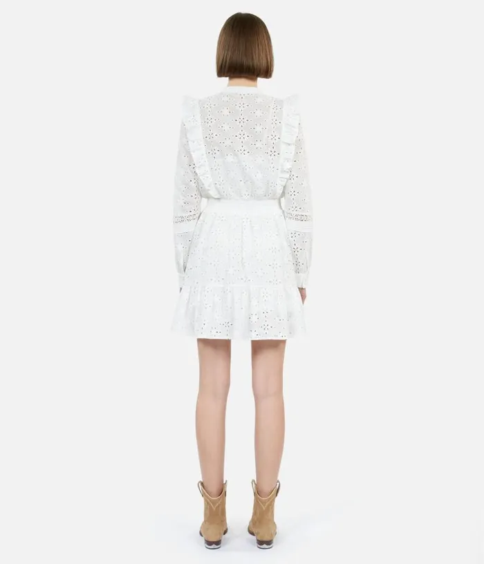 Women Short White Dress In English Embroidery THE KOOPLES Dresses and Jumpsuits