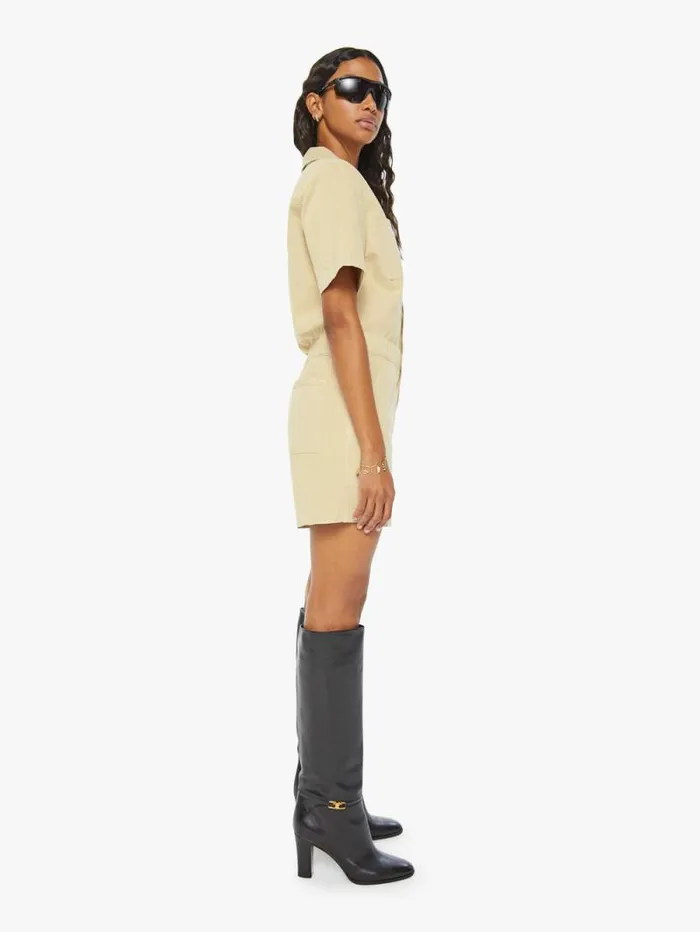 Women Shorts Mother Denim The Patch Springy Romper Brown