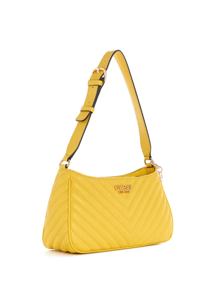 Women Shoulder Bag GUESS Yellow Keillah Quilted Shoulder Bag