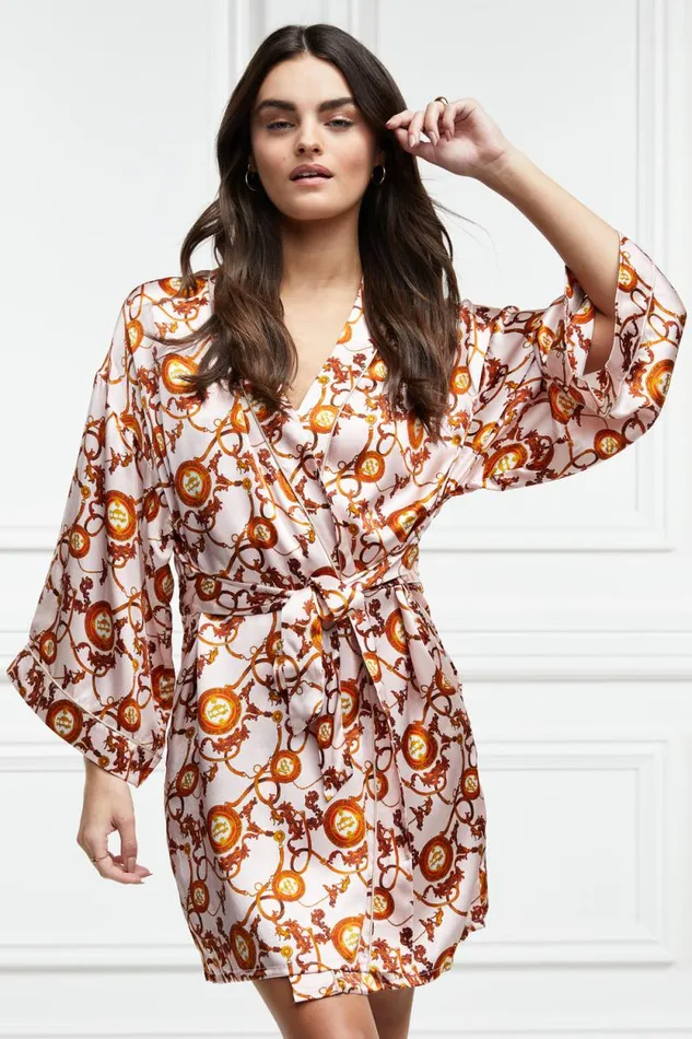 Women Silk Dressing Gown Blush Holland Cooper Sleepwear Women Silk Dressing Gown Blush Holland Cooper Sleepwear
