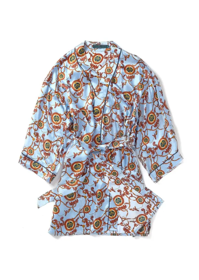 Women Silk Dressing Gown Sky Blue Holland Cooper Sleepwear