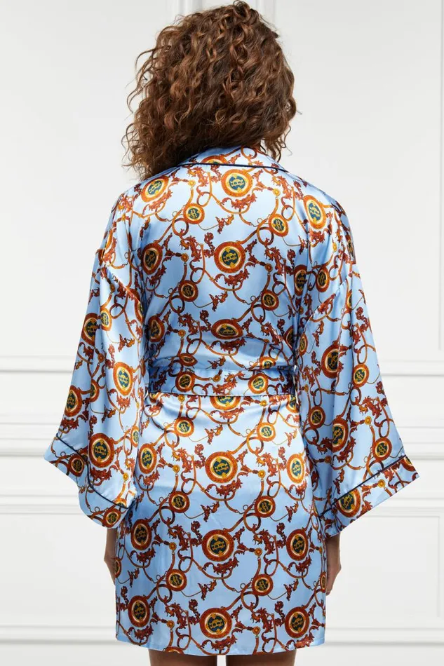 Women Silk Dressing Gown Sky Blue Holland Cooper Sleepwear Women Silk Dressing Gown Sky Blue Holland Cooper Sleepwear
