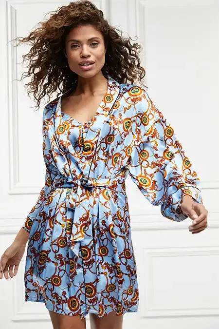 Women Silk Dressing Gown Sky Blue Holland Cooper Sleepwear Women Silk Dressing Gown Sky Blue Holland Cooper Sleepwear