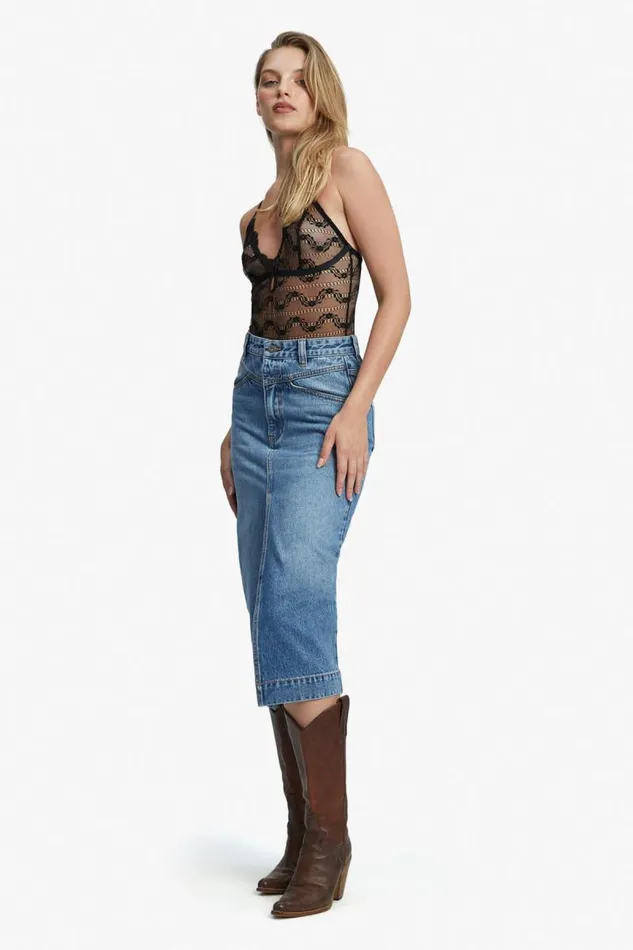 Women Skirts Bardot Jonah Midi Denim Skirt In Vintage Vintage