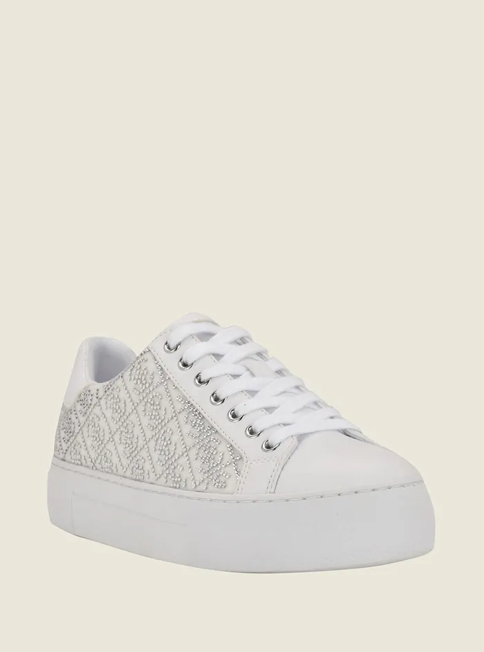 Women Sneakers GUESS White Gelsen Crystal Low Top Sneakers