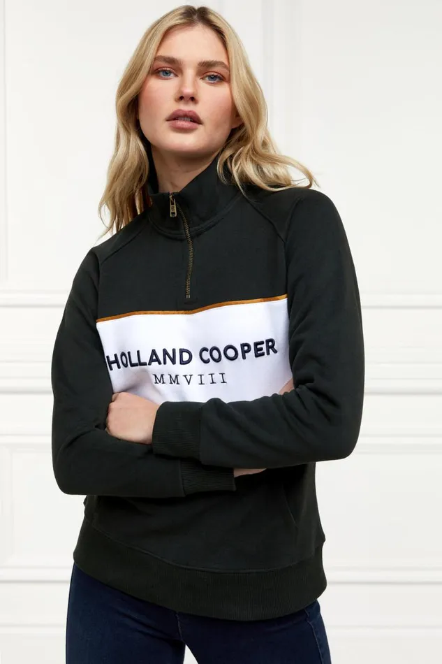 Women Sporting Heritage Zip Henley Racing Green Holland Cooper Henley