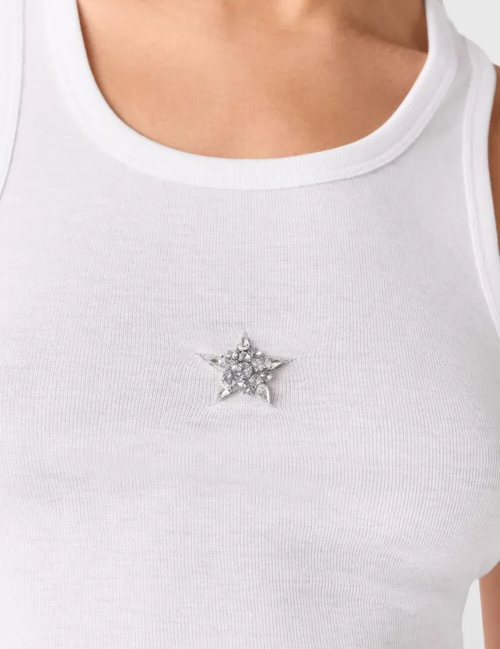 Women Star Tank Top Pure White Stella McCartney Sweatshirts And TShirts