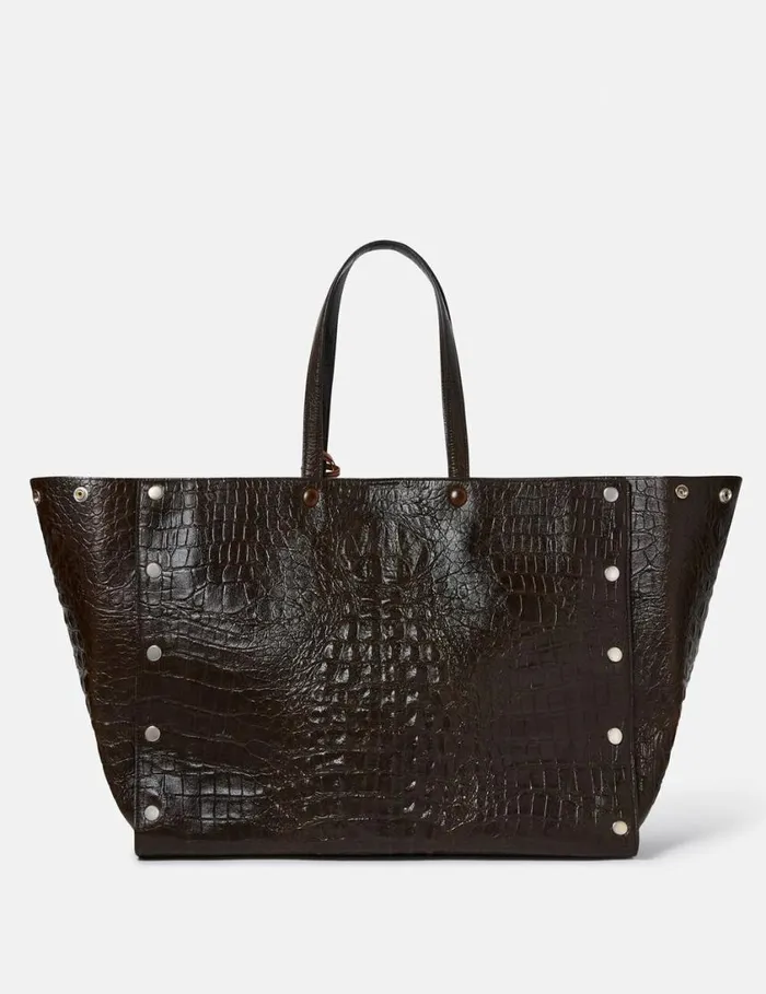 Women Stella Studs Large CrocEmbossed Tote Bag Coffee Brown Stella McCartney Shoulder Bags Women Stella Studs Large CrocEmbossed Tote Bag Coffee Brown Stella McCartney Shoulder Bags